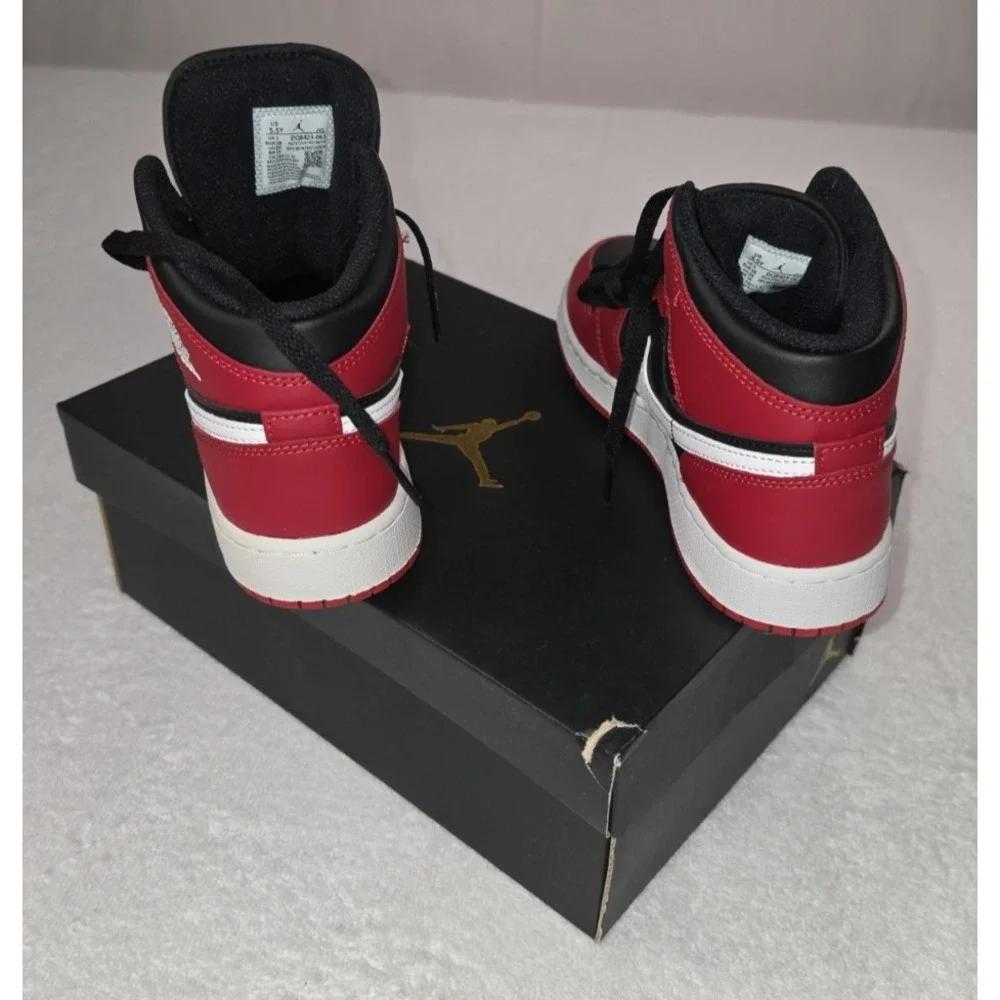 Nike Air Jordan 1 Mid GS – Black/Red/White – Size 5.5Y – Brand New